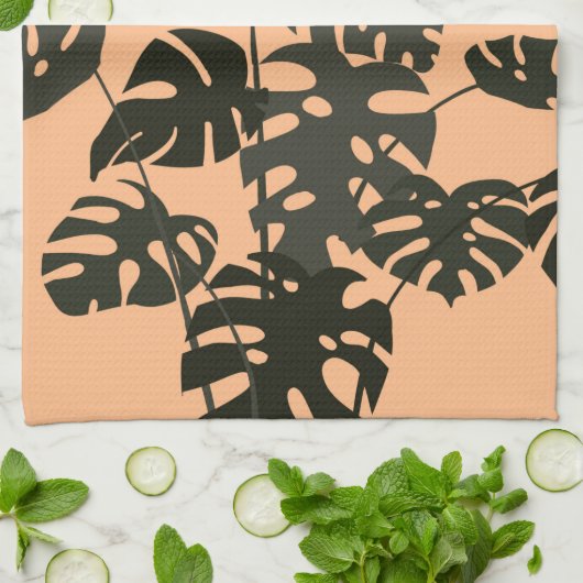 Monstera Plant Zwitserse kaasbladeren gepersonalis Theedoek (Gevouwen)