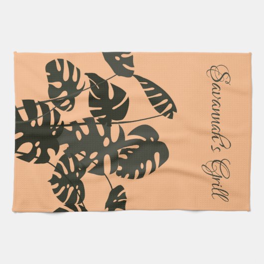 Monstera Plant Zwitserse kaasbladeren gepersonalis Theedoek (Horizontaal)