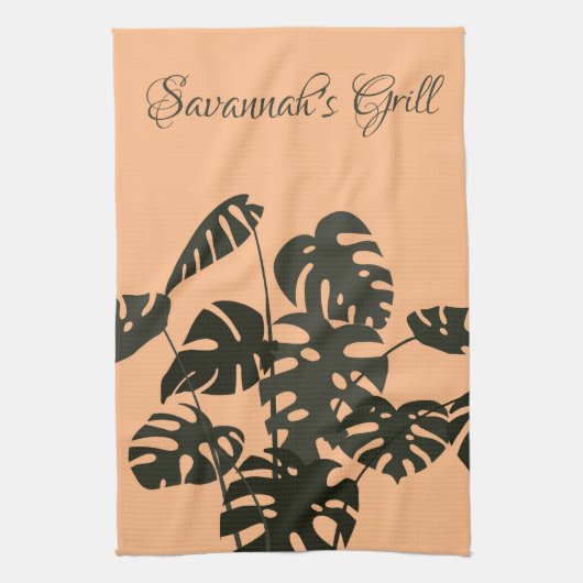 Monstera Plant Zwitserse kaasbladeren gepersonalis Theedoek (Verticaal)