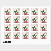 Monstera Planten Terracotta Pset Background Roze Vierkante Sticker (Vel)