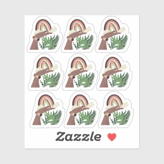Monstera Regenboog Boheemse Meisjesachtig  Sticker (Vel)