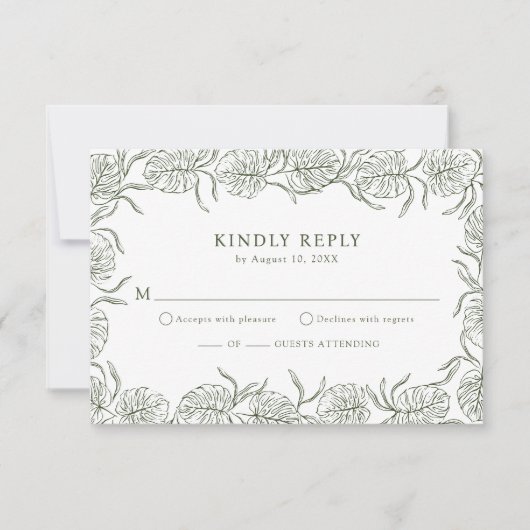 Monstera RSVP-kaarten RSVP Kaartje (Voorkant)