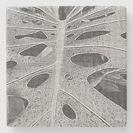 Monstera Silkscreen Stenen Onderzetter