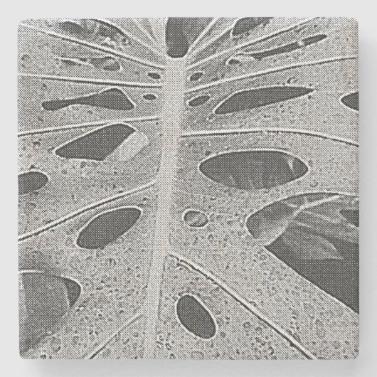 Monstera Silkscreen Stenen Onderzetter (Voorkant)