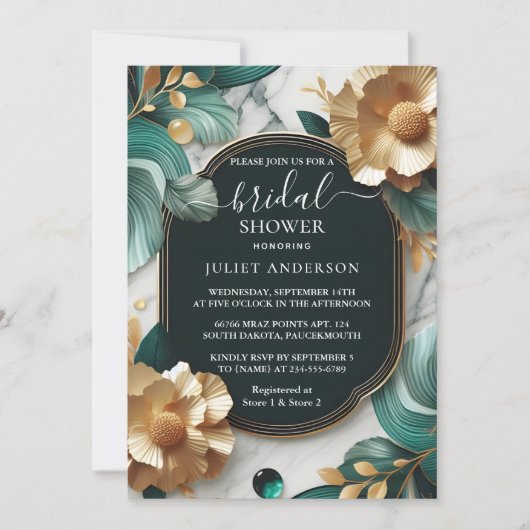 Monstera Smaragd Groen en Goud Vrijgezellenfeest Kaart (Voorkant)