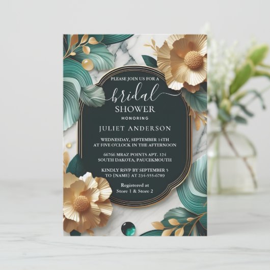 Monstera Smaragd Groen en Goud Vrijgezellenfeest Kaart (Staand voorkant)