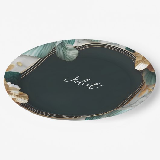 Monstera Smaragd Groen en Goud Vrijgezellenfeest Papieren Bordje (Gekanteld)