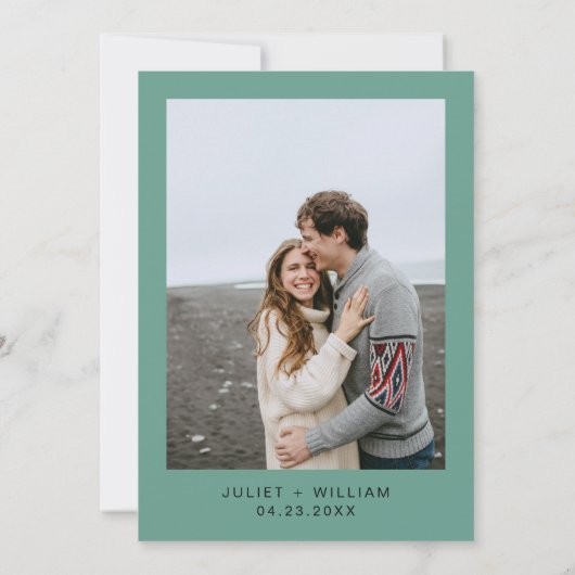 Monstera Smaragd Groene en Gouden Bruiloft Save The Date (Achterkant)