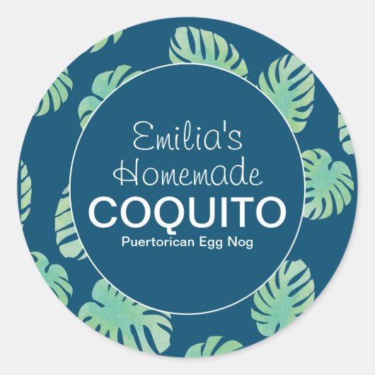 Monstera Thuisgemaakte Coquito Drank Ronde Sticker (Voorkant)