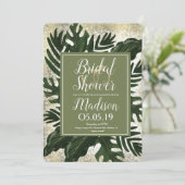 Monstera Tropical Faux Gold Splash Vrijgezellenfee Kaart (Staand voorkant)