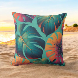 Monstera Tropical Flowers Boho Waterverf Botanica Kussen