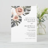 Monstera Tropical Flowers Wedding Kaart (Staand voorkant)
