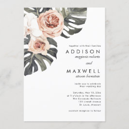 Monstera Tropical Flowers Wedding Kaart