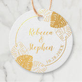 Monstera Tropical Leaf Border REAL FOLIE Round Bedankjes Labels (Voorkant)