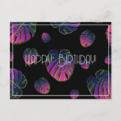 Monstera Tropical Leaf Happy Birthday Briefkaart (Voorkant)