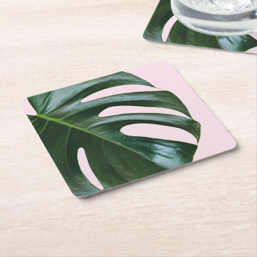 Monstera Tropical Leaf Kartonnen Onderzetters (Schuin)