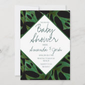 Monstera Tropical Leaf Pattern Baby shower Black Kaart (Voorkant)