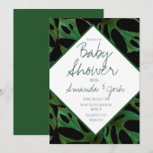 Monstera Tropical Leaf Pattern Baby shower Black Kaart (Voorkant / Achterkant)