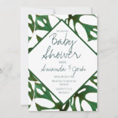 Monstera Tropical Leaf Pattern Baby shower Kaart (Voorkant)