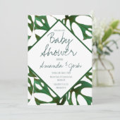 Monstera Tropical Leaf Pattern Baby shower Kaart (Staand voorkant)