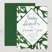 Monstera Tropical Leaf Pattern Baby shower Kaart (Voorkant / Achterkant)
