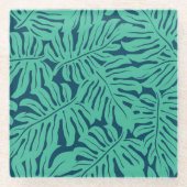 Monstera Tropical Leaf Pattern Glazen Onderzetter (Voorkant)