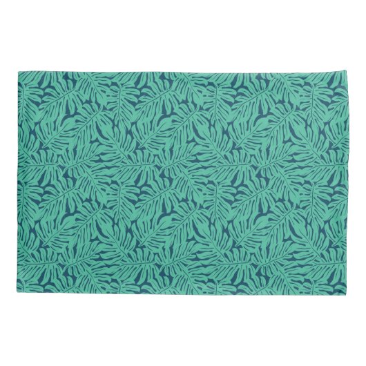 Monstera Tropical Leaf Pattern Kussensloop (Achterkant-Links)