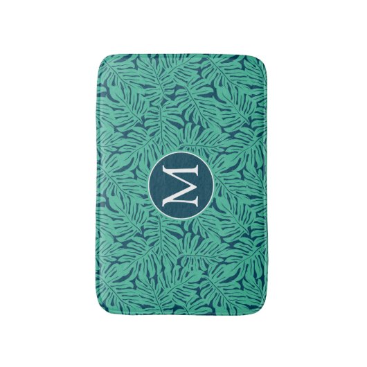 Monstera Tropical Leaf Pattern | Monogram Badmat (Voorkant Verticaal)