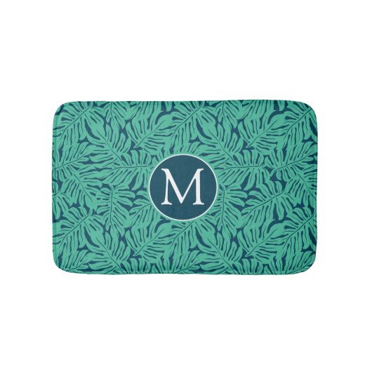 Monstera Tropical Leaf Pattern | Monogram Badmat (Voorkant)