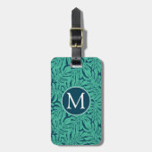 Monstera Tropical Leaf Pattern | Monogram Bagagelabel (Voorkant verticaal)