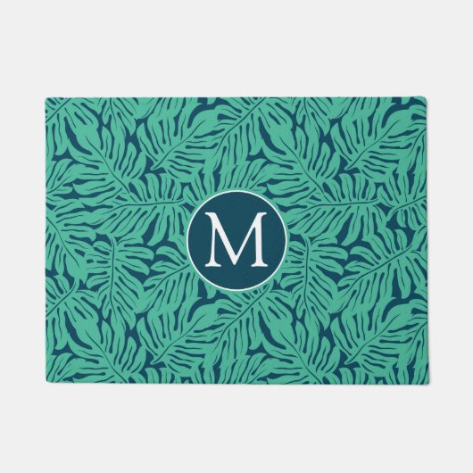 Monstera Tropical Leaf Pattern | Monogram Deurmat (Voorkant)