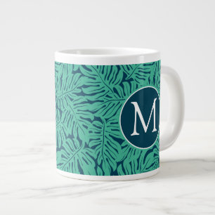 Monstera Tropical Leaf Pattern   Monogram Grote Koffiekop