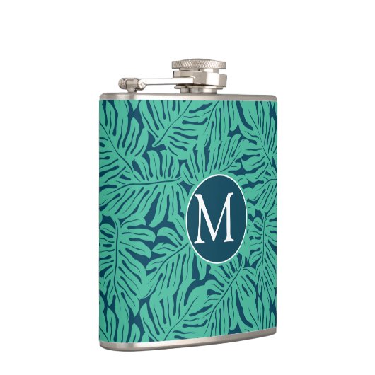 Monstera Tropical Leaf Pattern | Monogram Heupfles (Rechts)