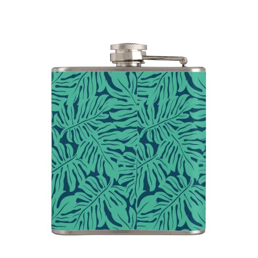 Monstera Tropical Leaf Pattern | Monogram Heupfles (Achterkant)