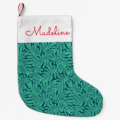 Monstera Tropical Leaf Pattern | Monogram Kleine Kerstsok (Voorkant)