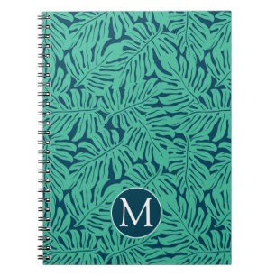 Monstera Tropical Leaf Pattern Monogram Notitieboek