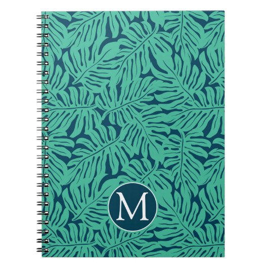 Monstera Tropical Leaf Pattern | Monogram Notitieboek (Voorkant)