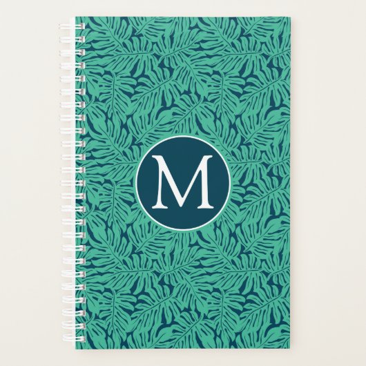 Monstera Tropical Leaf Pattern | Monogram Planner (Voorkant)