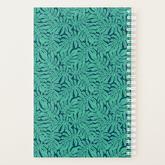 Monstera Tropical Leaf Pattern | Monogram Planner (Achterkant)