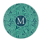 Monstera Tropical Leaf Pattern | Monogram Snijplank (Voorkant)