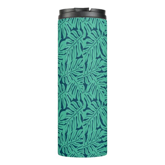 Monstera Tropical Leaf Pattern | Monogram Thermosbeker (Achterkant)