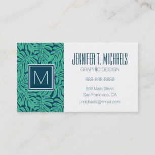 Monstera Tropical Leaf Pattern   Monogram Visitekaartje