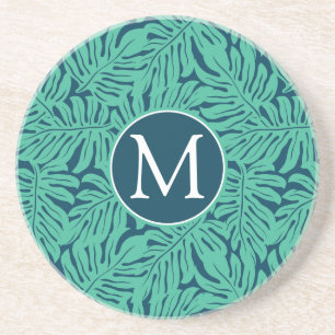 Monstera Tropical Leaf Pattern   Monogram Zandsteen Onderzetter