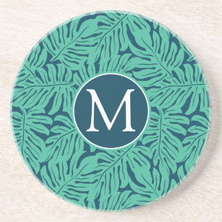 Monstera Tropical Leaf Pattern | Monogram Zandsteen Onderzetter