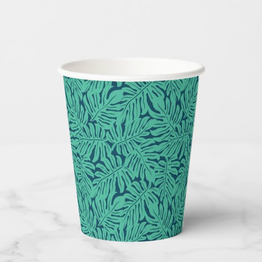 Monstera Tropical Leaf Pattern Papieren Bekers (Achterkant)