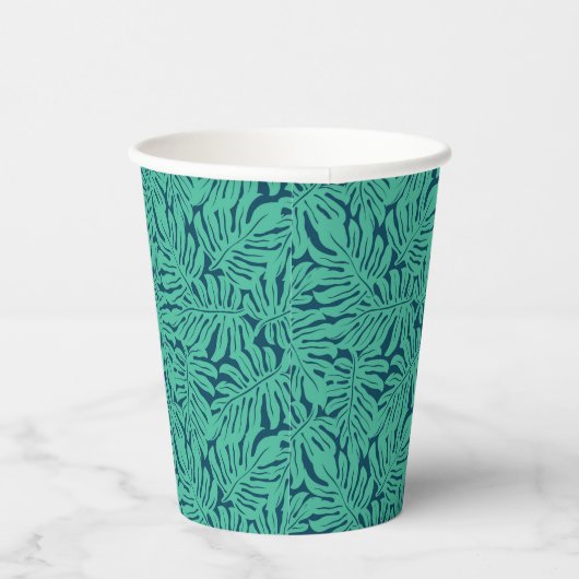 Monstera Tropical Leaf Pattern Papieren Bekers (Rechts)