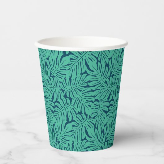Monstera Tropical Leaf Pattern Papieren Bekers (Voorkant)