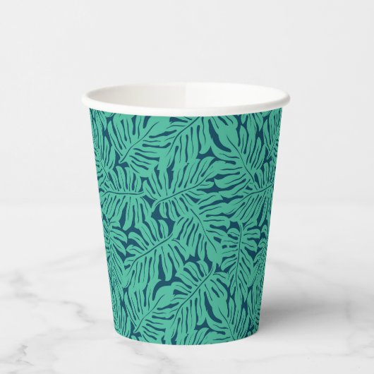 Monstera Tropical Leaf Pattern Papieren Bekers (Links)