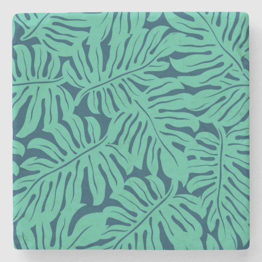 Monstera Tropical Leaf Pattern Stenen Onderzetter (Voorkant)