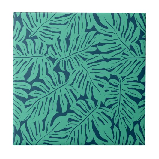 Monstera Tropical Leaf Pattern Tegeltje (Voorkant)